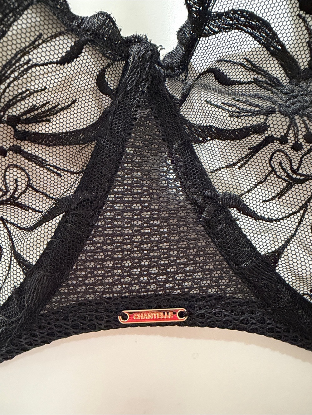 Chantelle Fleurs Unlined Demi Bra 36DDD Black Floral Sheer Underwire - Picture 3 of 15